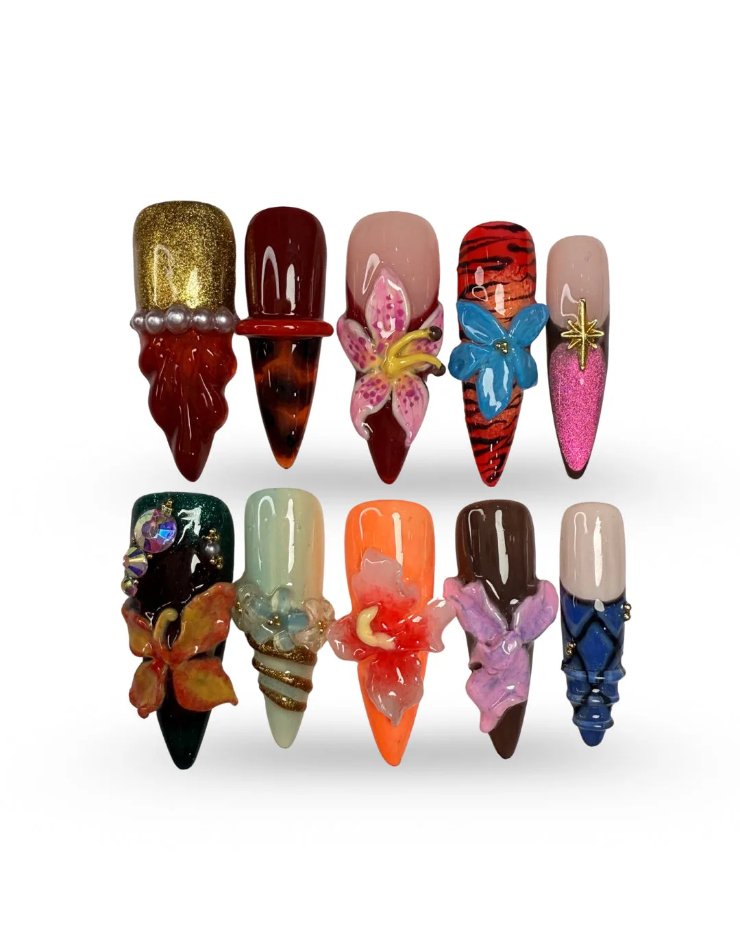 NATURE COUTURE. Hand-painted autumn press-on nails
